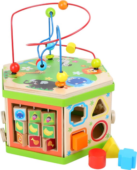 Image of Small Foot - Wooden Activity Cube with Motor Skills Spiral Safari