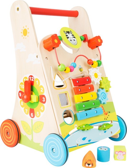 Image of small foot 10606 - Lauflernwagen Blumenwiese Holz Griffhöhe: 46cm