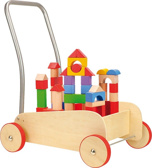 Image of small foot 4236 - Lauflernwagen Bausteine mit 51 Holzbausteine Griffhöhe: 48cm
