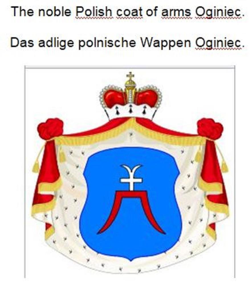 The noble Polish coat of arms Oginiec. Das adlige polnische Wappen Oginiec.