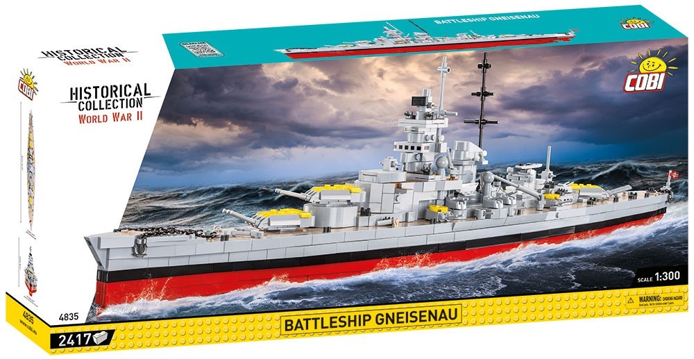 COBI Historical Collection 4835 - Battleship Gneisenau WWII Schlachtschiff 2. Weltkrieg Baujahr 1941 2.417 Klemmbausteine 1:300