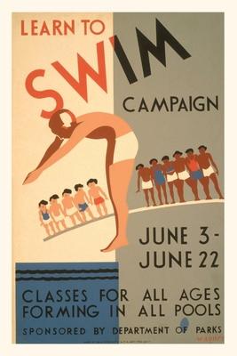 Vintage Journal Learn to Swim Poster