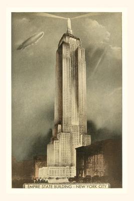 Vintage Journal Blimp over Empire State Building New York City