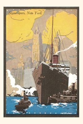 Vintage Journal Poster of Ocean Liner Skyscrapers New York City