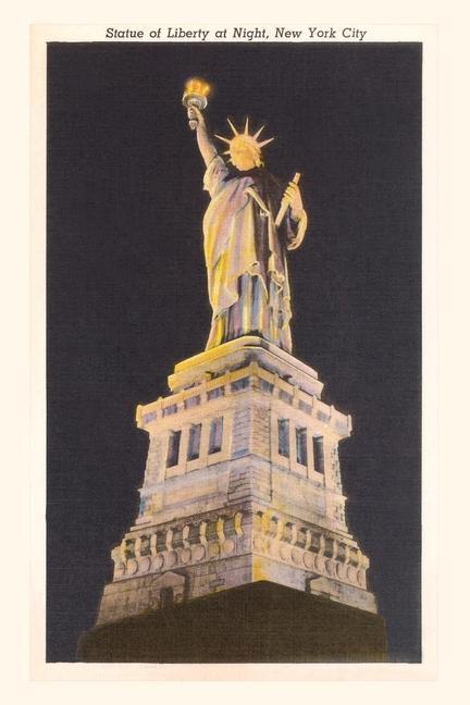 Vintage Journal Statue of Liberty at Night New York City