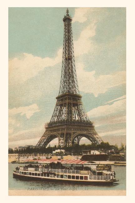 Vintage Journal Eiffel Tower and Boat on the Seine