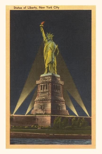 Vintage Journal Night Statue of Liberty New York City