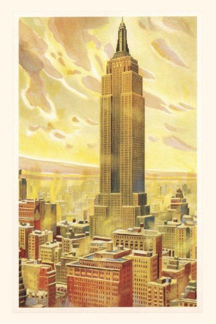 Vintage Journal Empire State Building Flaming Sky New York City