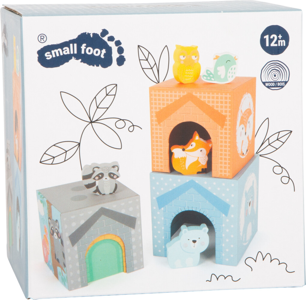 Image of Small Foot - Stacking Tower with Forest Animals Pastel 10 pcs.