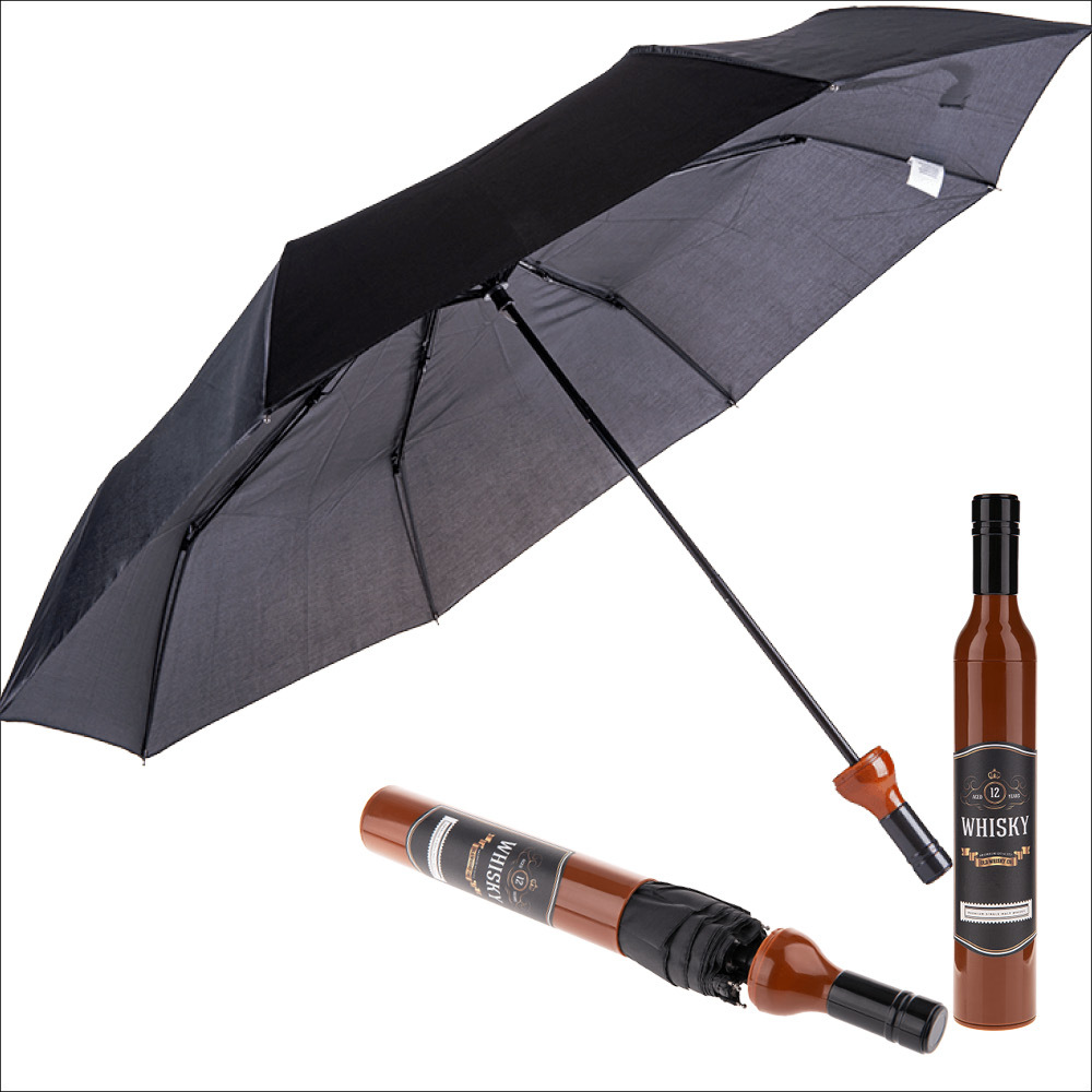 Taschen-Regenschirm Design Whiskyflasche Länge ca. 90 cm