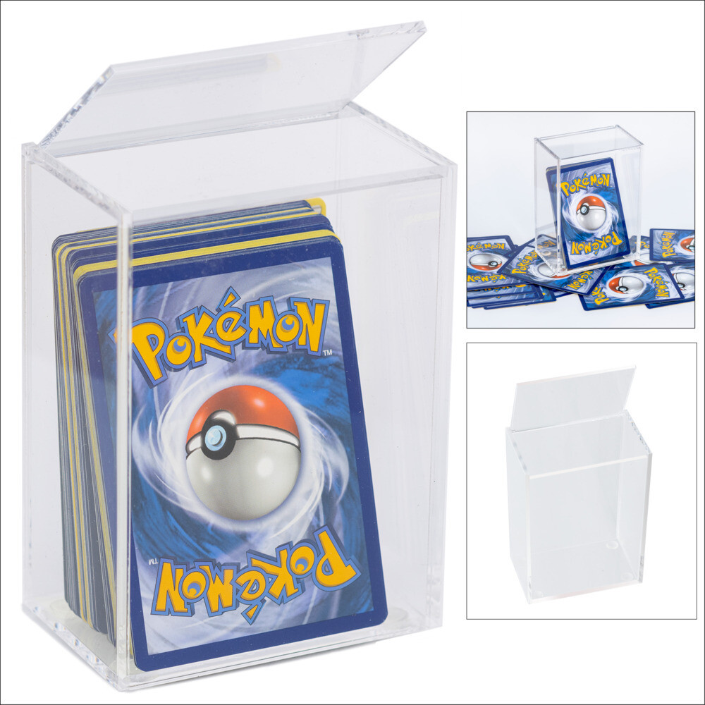Sammelbox aus hochwertigem Acryl für Sammelkarten Sportkarten Pokemon etc. mit Deckel zum Klappen
