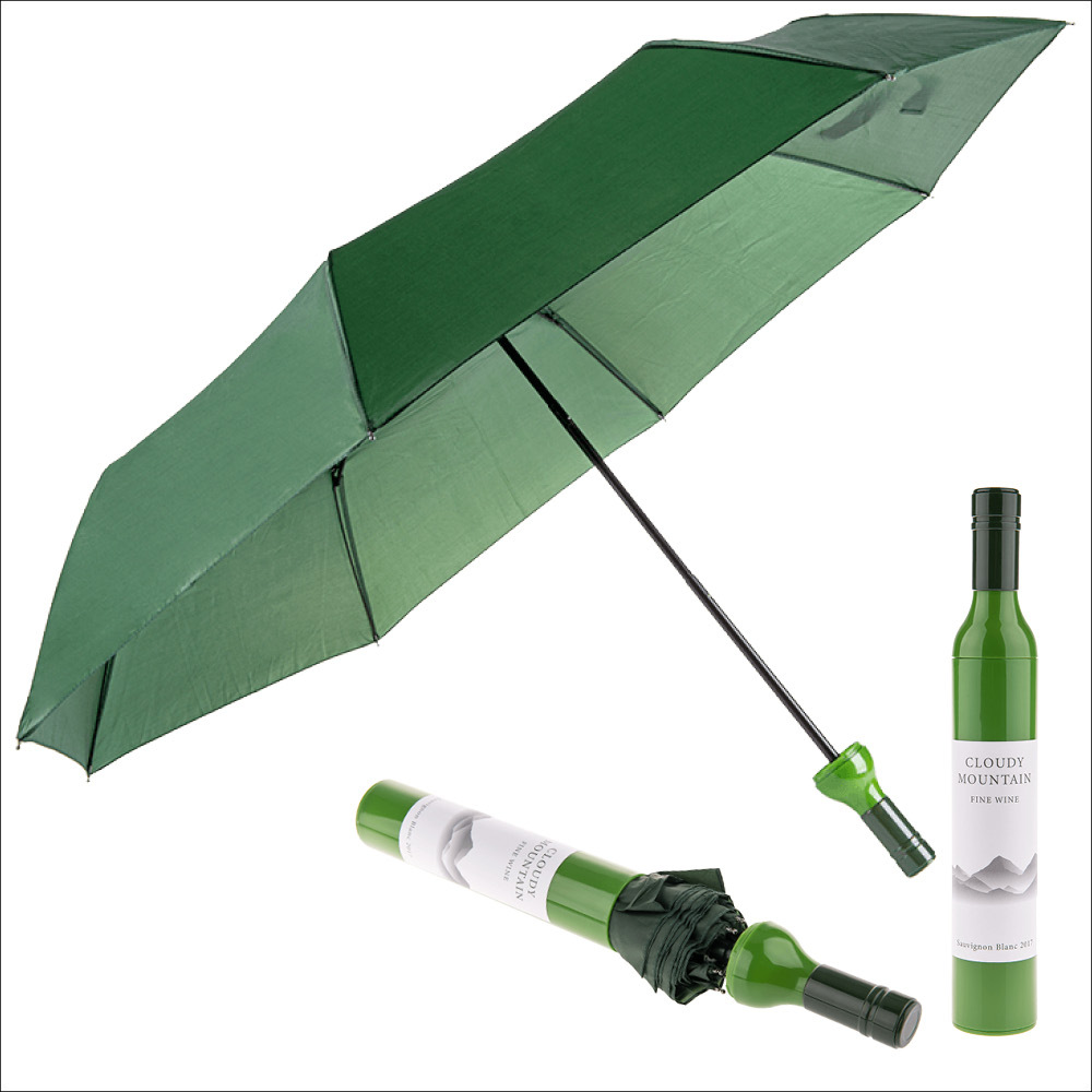 Taschen-Regenschirm Design Weissweinflasche Länge ca. 90 cm