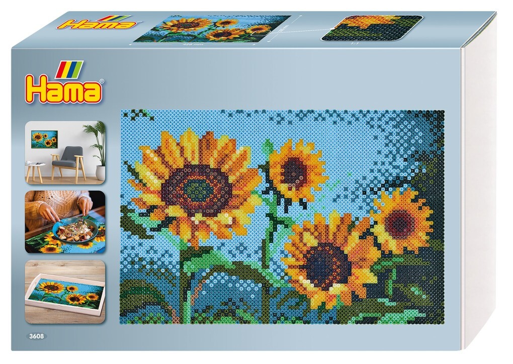 Hama 3608 - Hama Art Geschenkbox Van Gogh-Sonnenblumen mit ca. 10000 Midi-Bügelperlen Stiftplatten und Zubehör