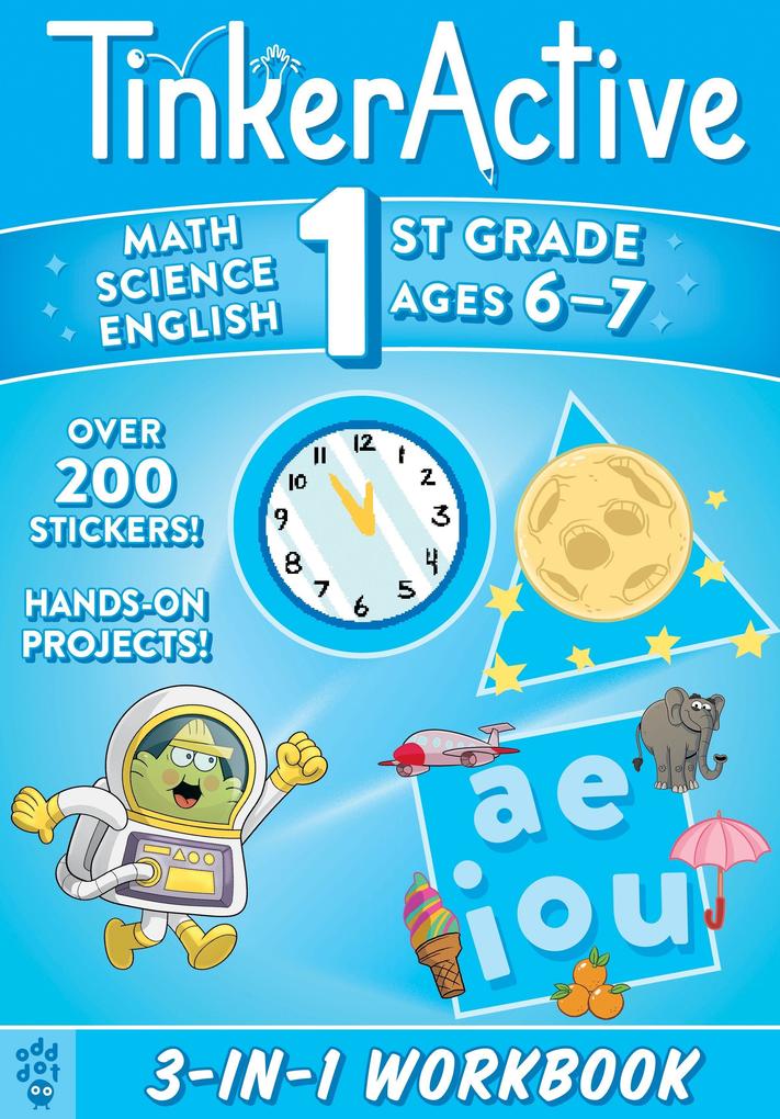 Tinkeractive 1st Grade 3-In-1 Workbook: Math Science English Language Arts