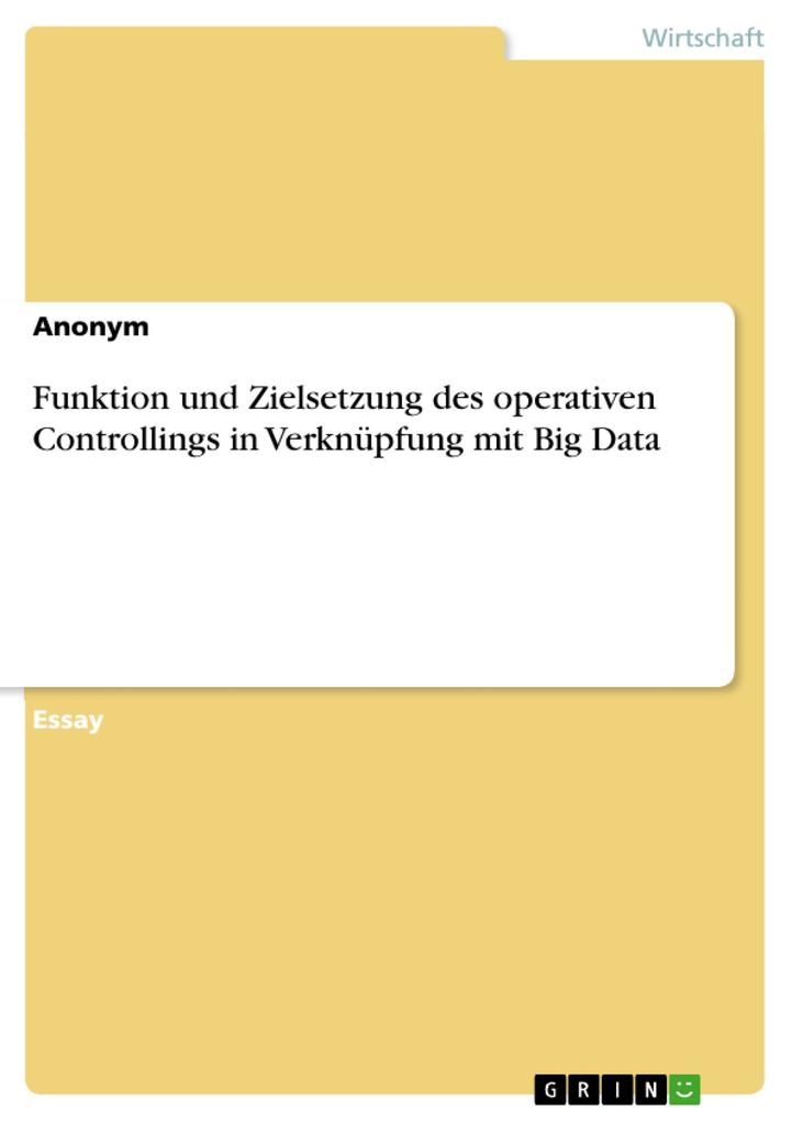 Funktion und Zielsetzung des operativen Controllings in Verknüpfung mit Big Data