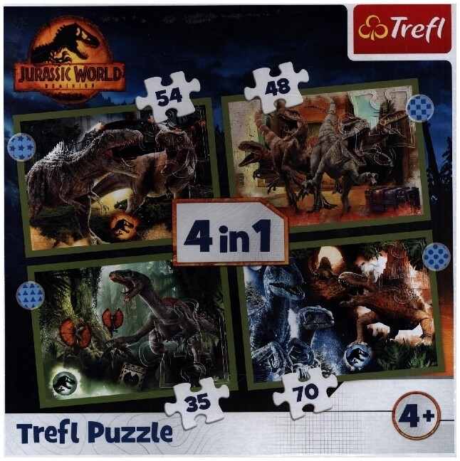 Image of 4 in 1 Puzzle 35 48 54 70 Teile Jurassic World (Kinderpuzzle)