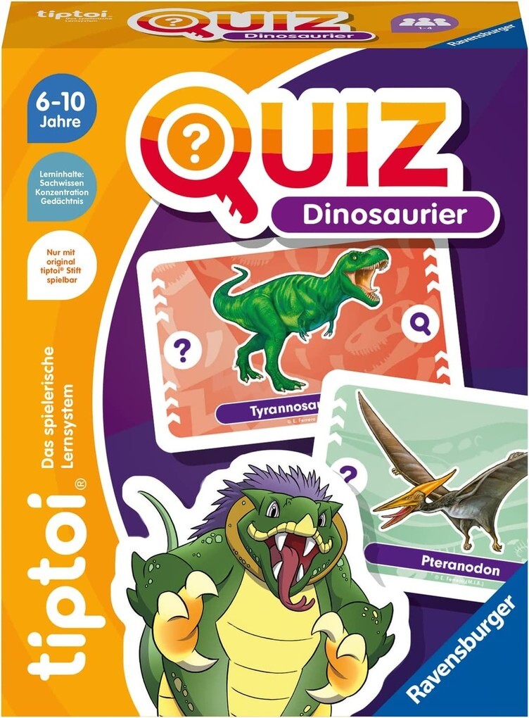 Ravensburger tiptoi 00165 Quiz Dinosaurier Quizspiel für Kinder ab 6 Jahren für 1-4 Spieler