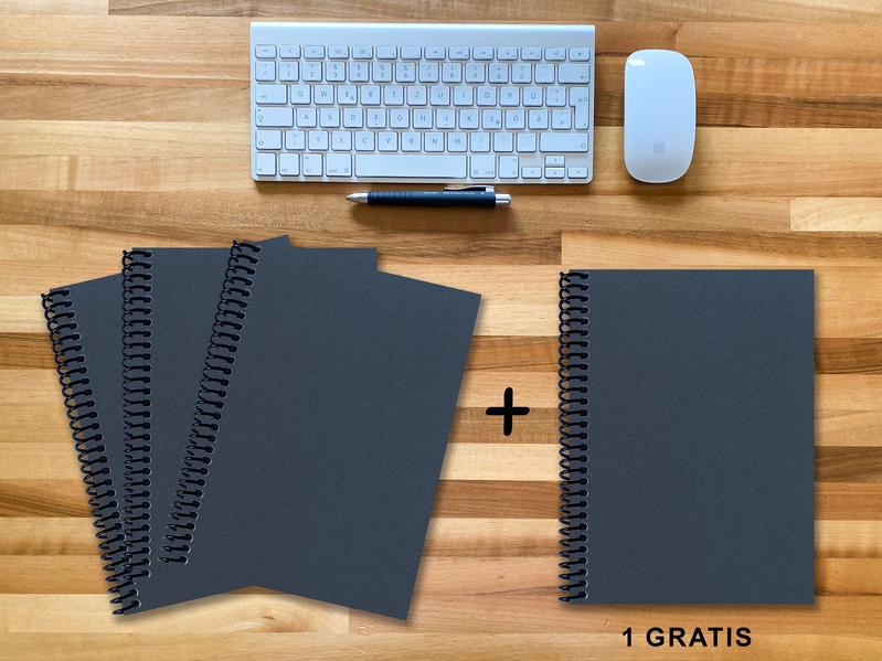 A 4 Notizbuch - Set 3+1 gratis Luxury 80 Seiten BLAU NEW LAPISLAZULI GLITTER-OPTIK punktiert 20x2