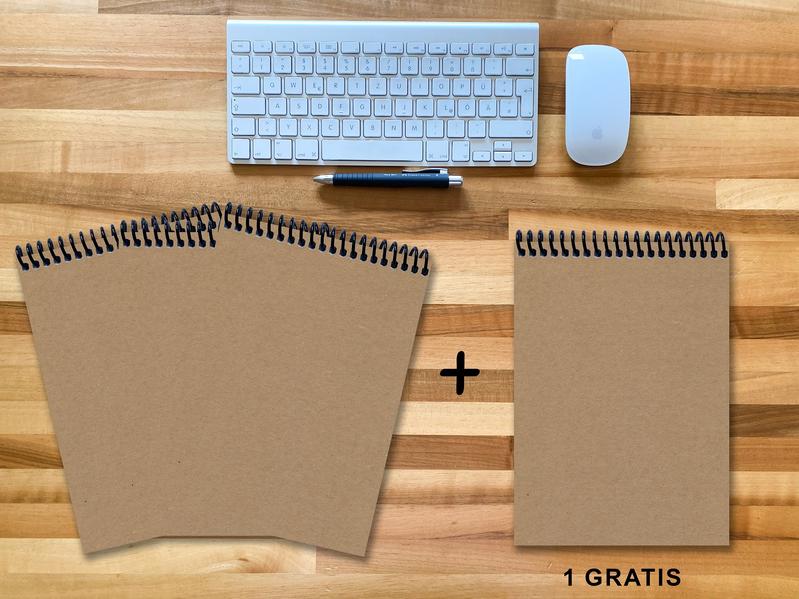 A 4 Notizblock - Set 3+1 gratis Luxury 80 Seiten MUSKAT Designerecycling blanko
