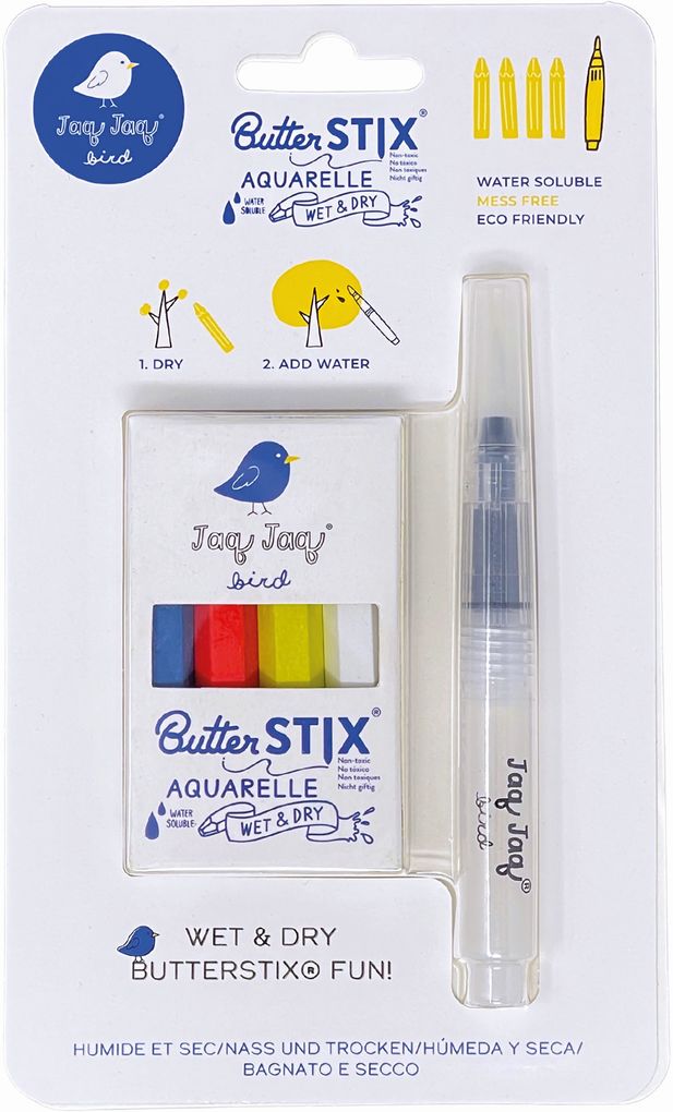 Jaq Jaq Bird - 4 Kreide Butterstix mit Wasserstift aquarell