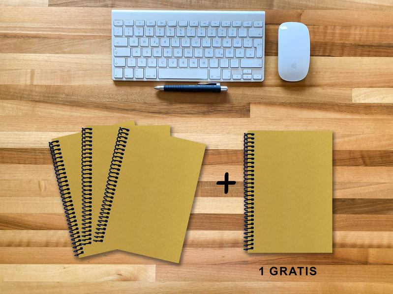 A 5 Notizbuch - Set 3+1 gratis Luxury 80 Seiten GOLD GMUND SHIMMER liniert