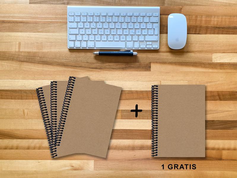 A 5 Notizbuch - Set 3+1 gratis Luxury 80 Seiten MUSKAT Designerecycling liniert