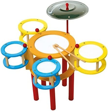 Image of Small foot 4537 - Schlagzeug aus Holz bunt Kinder-Musikinstrument Höhe: 54cm