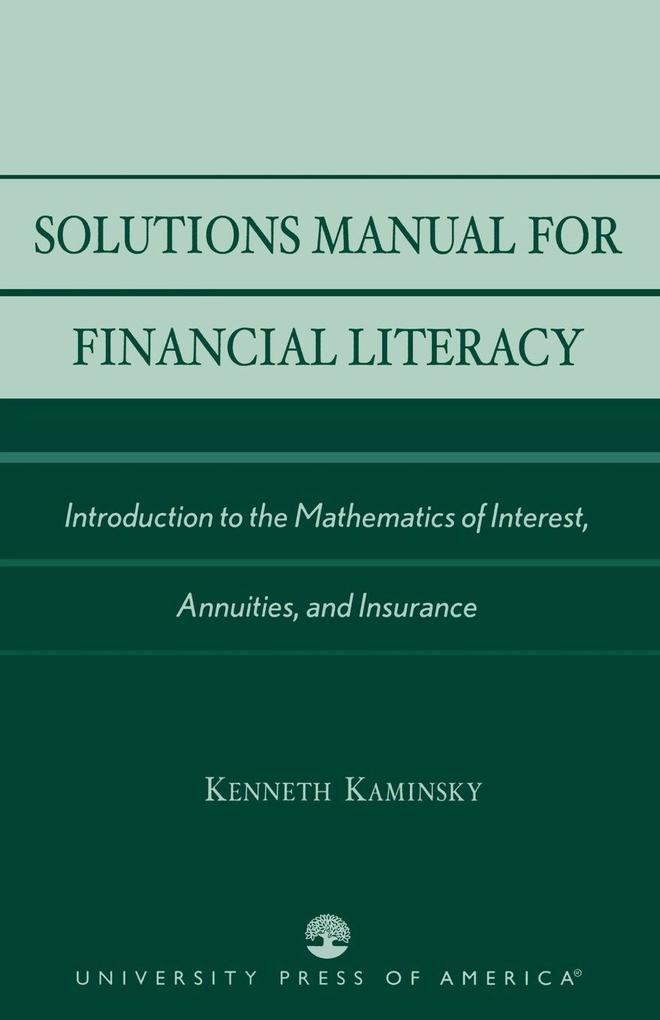 Solutions Manual for Financial Literacy