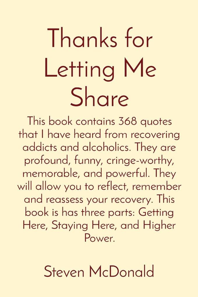 Thanks for Letting Me Share