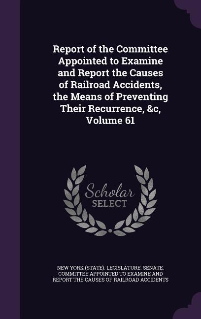 Report of the Committee Appointed to Examine and Report the Causes of Railroad Accidents the Means of Preventing Their Recurrence &c Volume 61