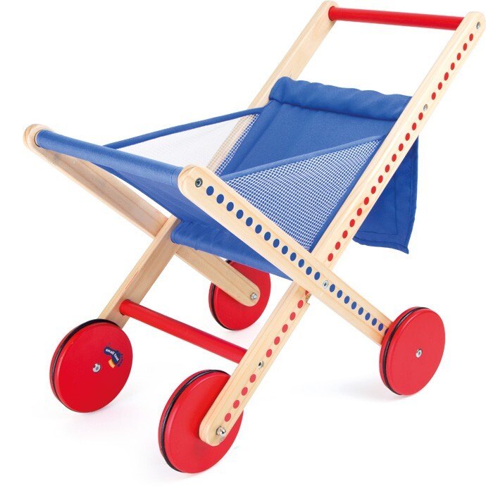Image of Small foot 10428 - Einkaufswagen Pünktchen Holz klappbar Griffhöhe: 48cm