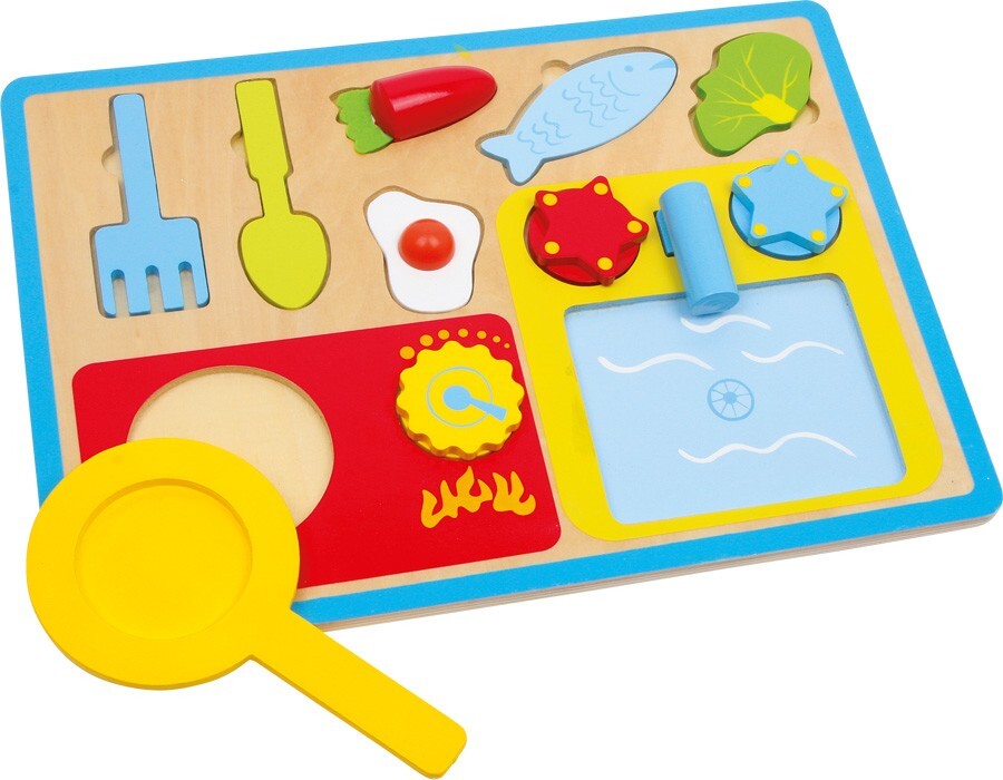 Image of Small foot 3409 - Frühstücks-Set für Kinderküche Puzzle Holz 12-teilig