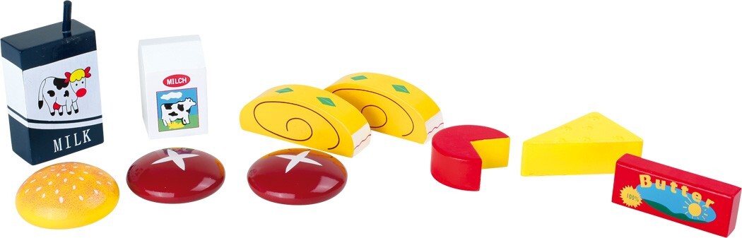 Image of Small foot 1212 - Lebensmittel Brotzeit für Kaufladen/Kinderküche Holz 10-teilig
