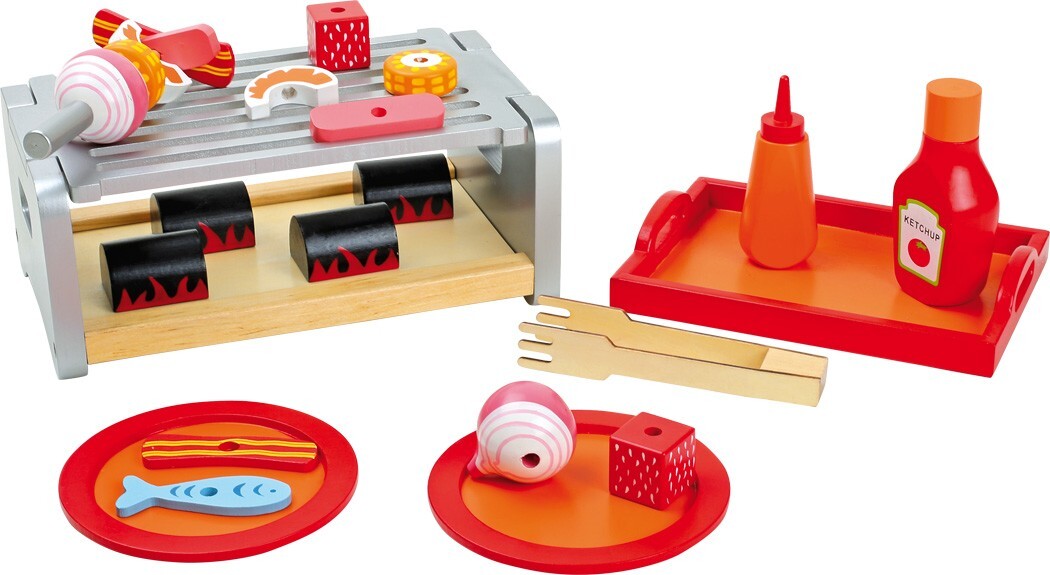 Image of Small foot 5858 - Tisch-Grill mit Tablett und Zubehör für Kinderküche Holz