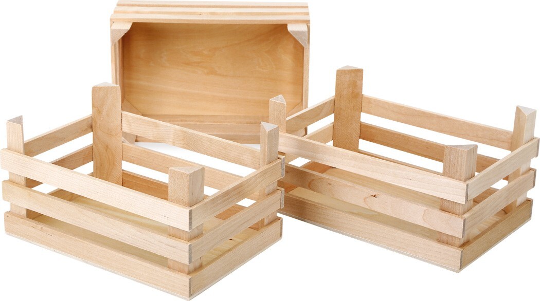 Small foot 1807 - Große Kiste natur Holz-Kisten für Kaufladen 3er Set 18x10x10cm
