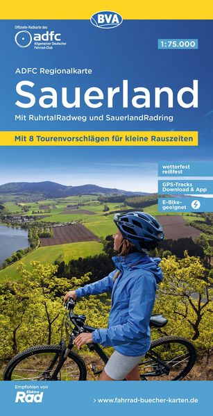 Bva Bielefelder Verlag Adfc-Regionalkarte Sauerland Mit Tagestouren-Vorschlägen 1, 75.000 Reiß- Und Wetterfest Gps-Tracks Download