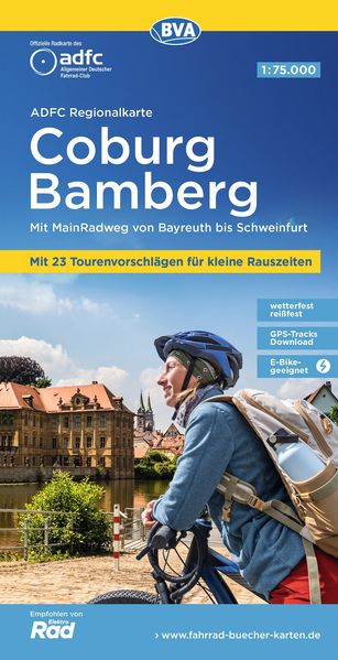 ADFC-Regionalkarte Coburg Bamberg 1:75.000 mit Tagestourenvorschlägen reiß- und wetterfest E-Bike-geeignet GPS-Tracks Download
