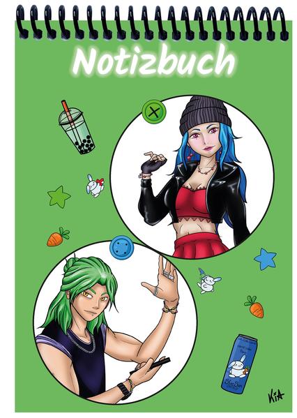 A 4 Notizblock Manga Quinn und Enora grün liniert