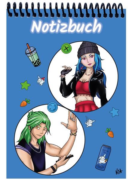 A 5 Notizblock Manga Quinn und Enora blau liniert