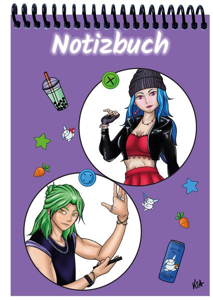 A 4 Notizblock Manga Quinn und Enora lila liniert