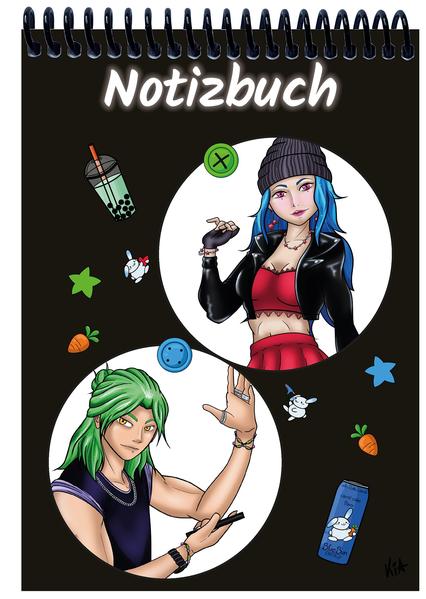A 5 Notizblock Manga Quinn und Enora schwarz blanko