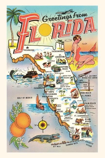 Vintage Journal Greetings from Florida Map
