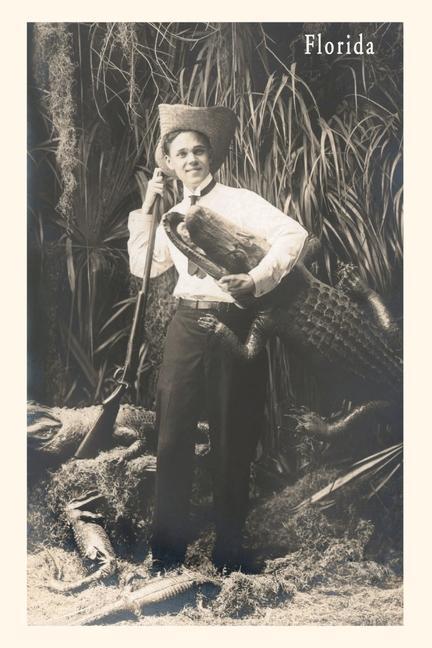 Vintage Journal Photo of Man with Gator Florida