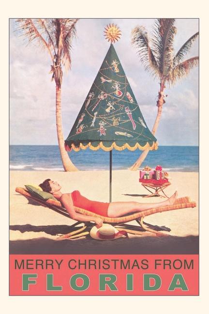 Vintage Journal Merry Christmas from Florida Festive Umbrella