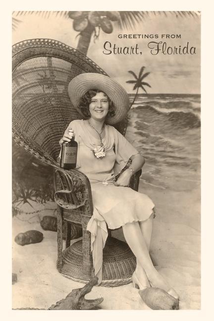 Vintage Journal Woman Sitting on Chair at the Beach Stuart Florida