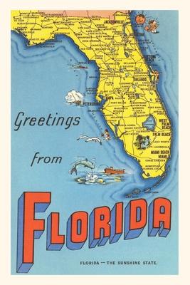 Vintage Journal Greetings from Florida Map
