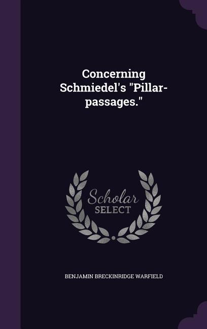 Concerning Schmiedel‘s Pillar-passages.