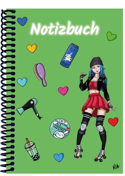 A 4 Notizbuch Manga Enora grün kariert