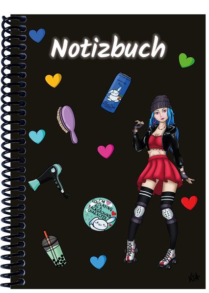 A 4 Notizbuch Manga Enora schwarz kariert
