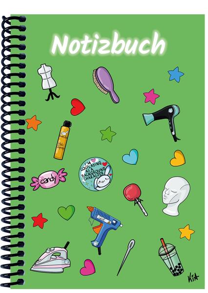 A 4 Notizbuch Manga Items grün kariert
